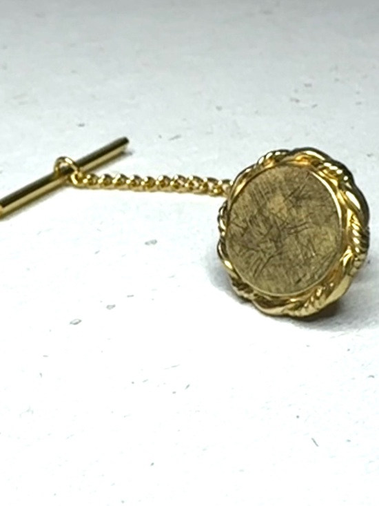 Anson Jewelry - Vintage ANSON 12K Gold Filled (blank) Monogram Medallion Tie Tack/Lapel Pin
